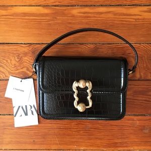 Zara Animal Embossed Snake Clasp Crossbody Bag NWT